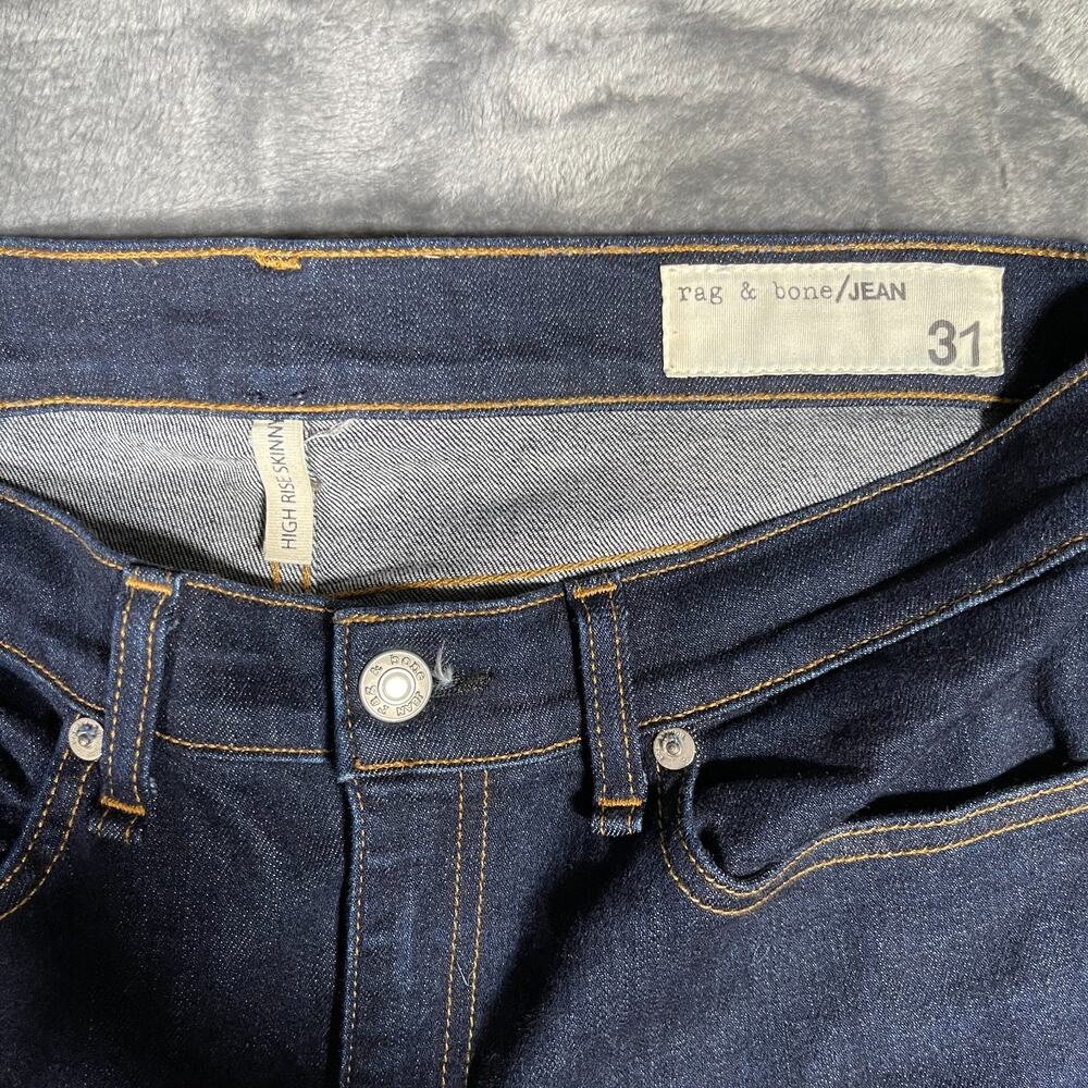 Rag & Bone High Rise Skinny Jeans Womens Size 31 Heritage Wash Denim Casual Pant - Picture 2 of 12